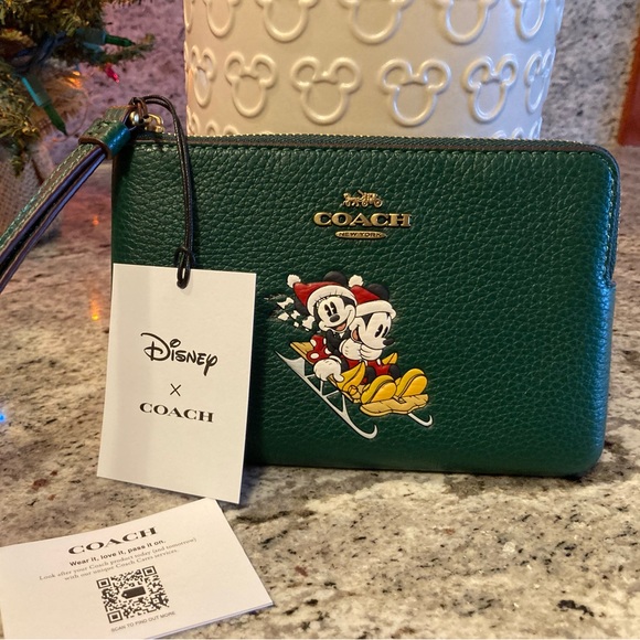 Disney X Coach Corner Zip Wristlet With Sled Motif - NWT - Picture 5 of 8